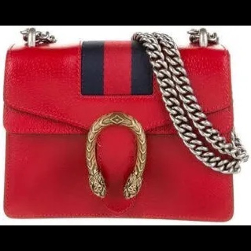 Gucci - Dionysus Leather Super Mini Bag, Red, Metal-Free Leather, Women's